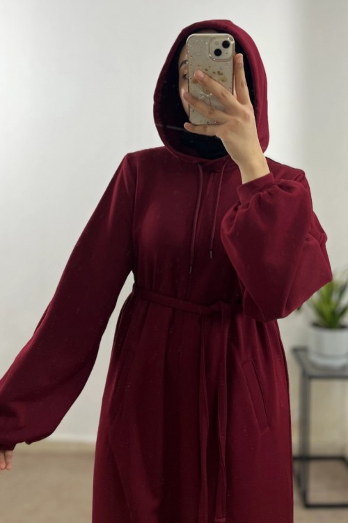 %100 Pamuklu Kapüşonlu Sweat Elbise