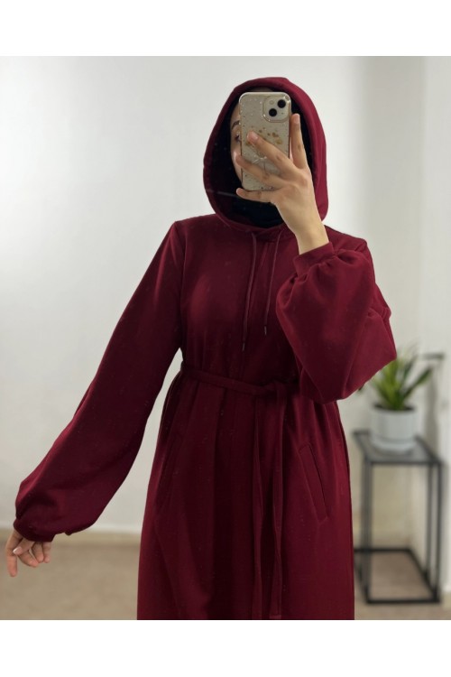 %100 Pamuklu Kapüşonlu Sweat Elbise