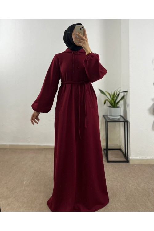 %100 Pamuklu Kapüşonlu Sweat Elbise