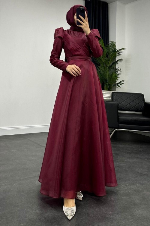 Acron Hayal Tül  Abiye Bordo