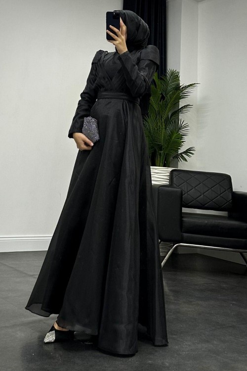 Acron Hayal Tül  Abiye Siyah