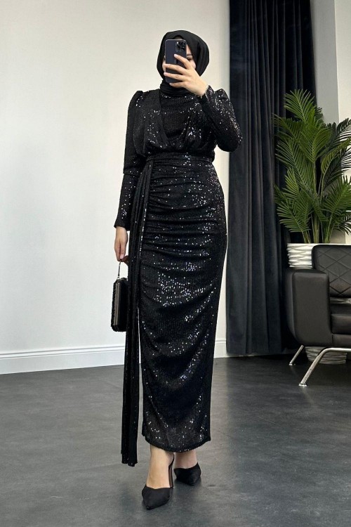 Ada Pullu Abiye Siyah