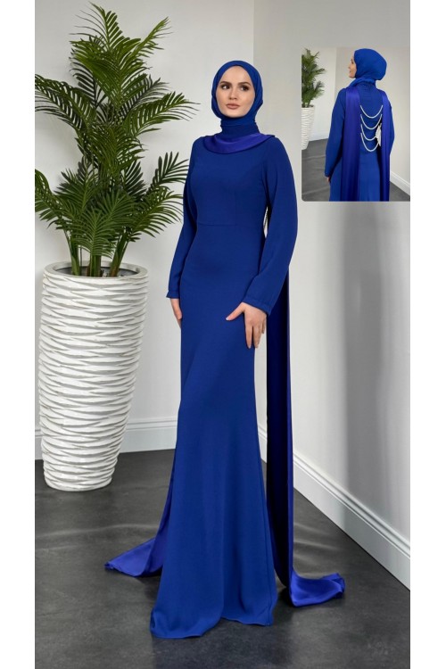 Agnes Arkası İnci Kolyeli Abiye Sax