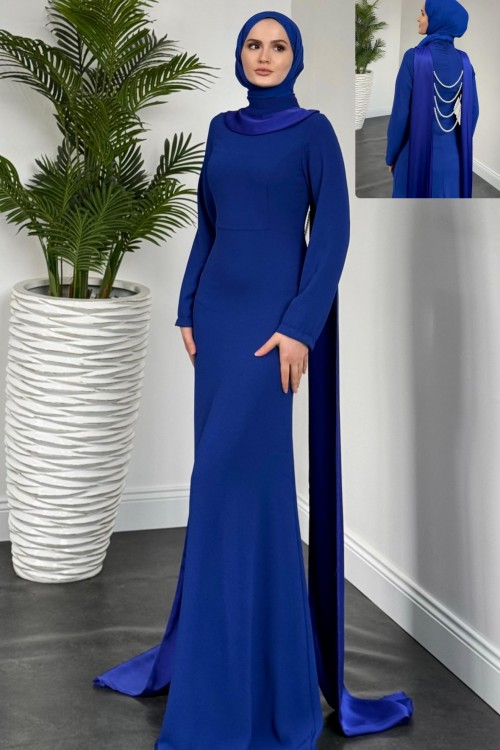 Agnes Arkası İnci Kolyeli Abiye Sax