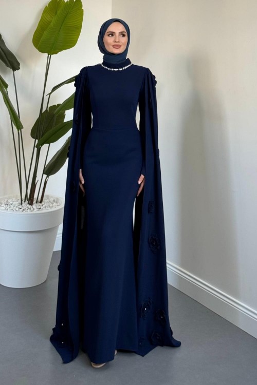 Aliya Pelerini Güllü Balık Abiye Lacivert