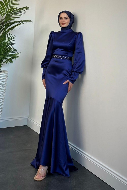 Nellie Kemeri Taşlı Balık Abiye Lacivert