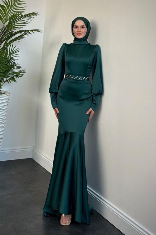 Nellie Kemeri Taşlı Balık Abiye Zümrüt