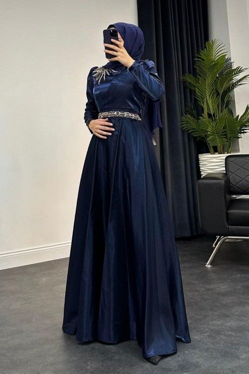 Alleo Tafta Abiye Lacivert