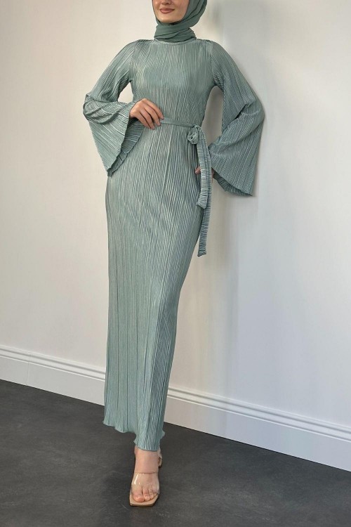 Alya İspanyol Kol Elbise Su Yeşili