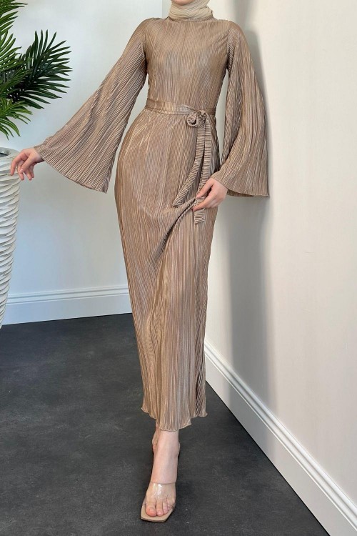 Alya İspanyol Kol Elbise Sütlü Kahve