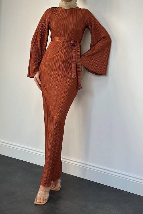 Alya İspanyol Kol Elbise Taba