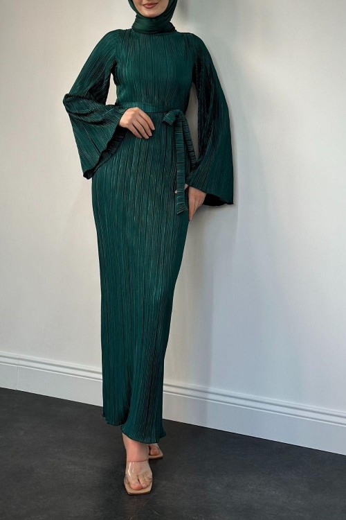 Alya İspanyol Kol Elbise Zümrüt