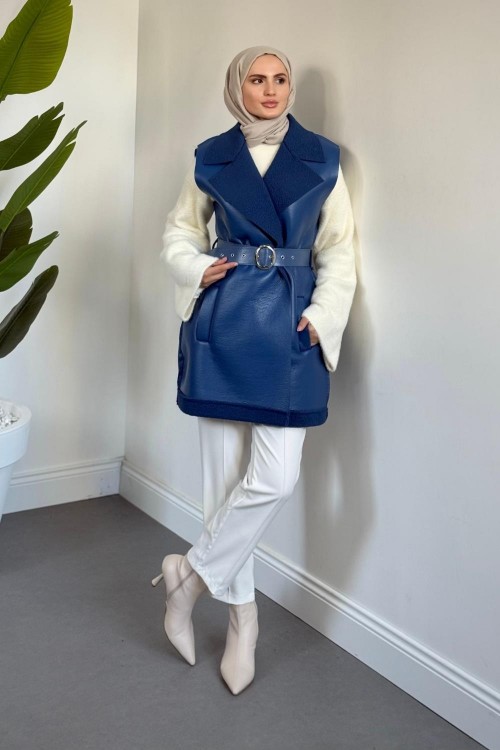 Amarila Deri Görünümlü Yelek Sax