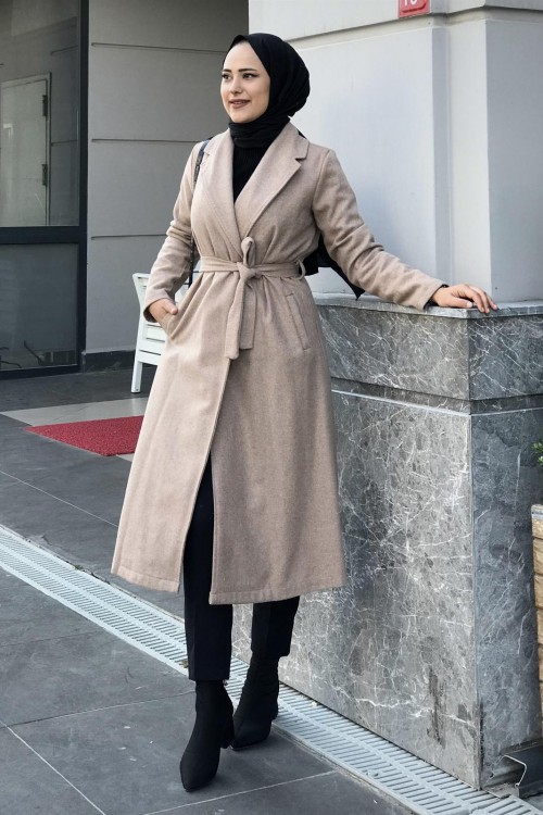 Anja Şal Yaka Kaban Vizon