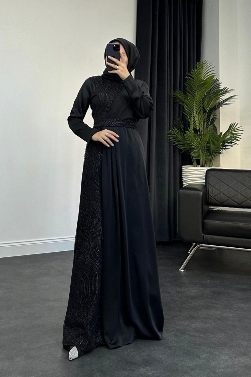 Antea Saten Simli Abiye Siyah