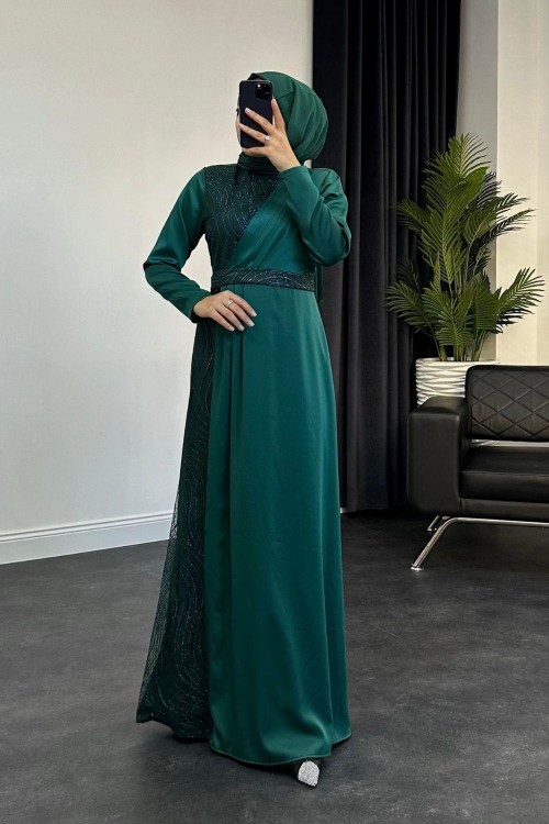 Antea Saten Simli Abiye Zümrüt