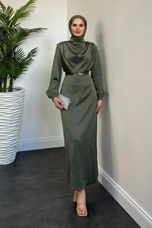 Antonella Zincir Kemer Saten Abiye Haki