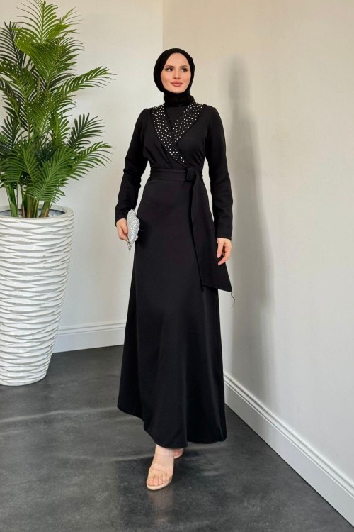 Arden Kruvaze Yaka Abiye Siyah