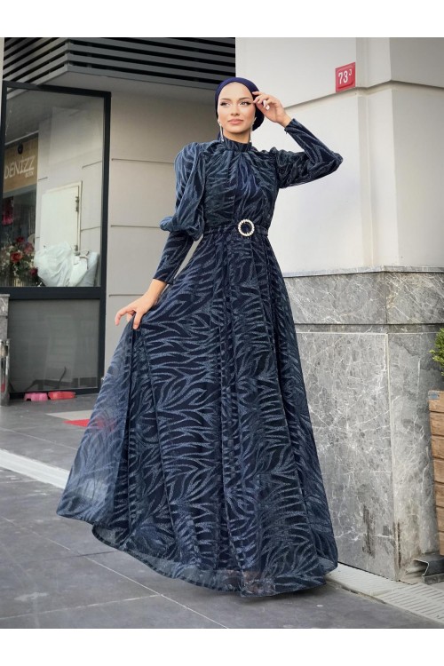 Asena Karpuz Kol Abiye Lacivert