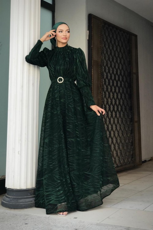 Asena Karpuz Kol Abiye Zümrüt