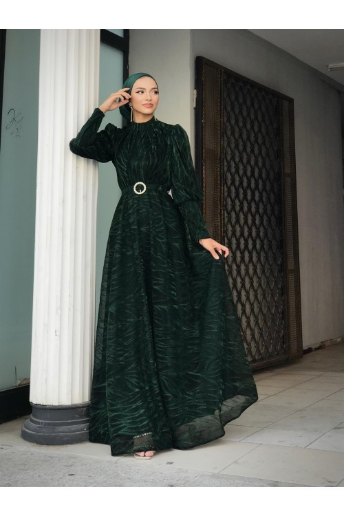 Asena Karpuz Kol Abiye Zümrüt