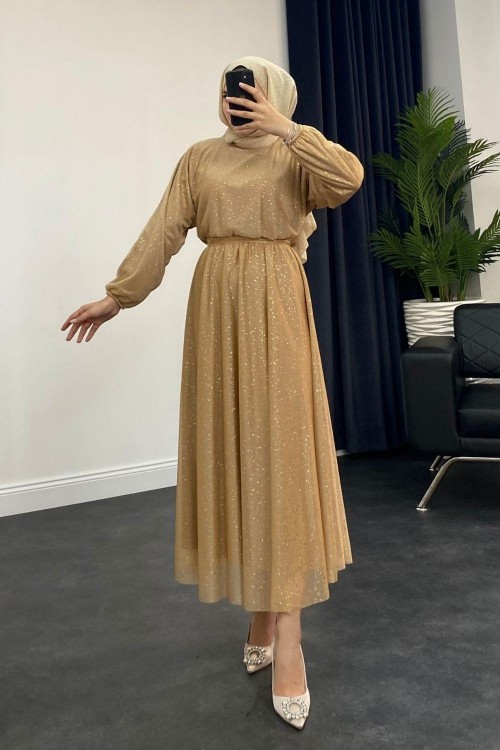 Asila Simli Abiye Gold