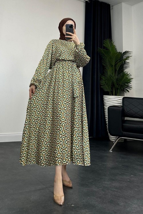 Atina Saten Elbise Yeşil