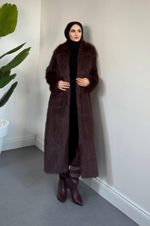 Bahr İçi Astarlı Kürk Kızıl Kahve