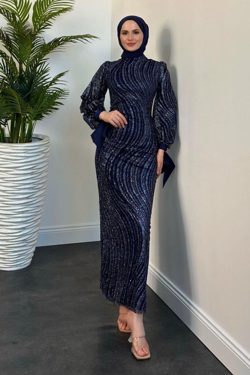 Bellanca Simli Abiye Lacivert