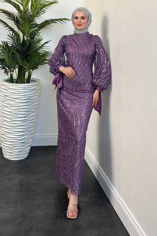 Bellanca Simli Abiye Lila