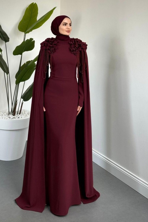 Bellavere Omzu Güllü Abiye Vişne Çürüğü