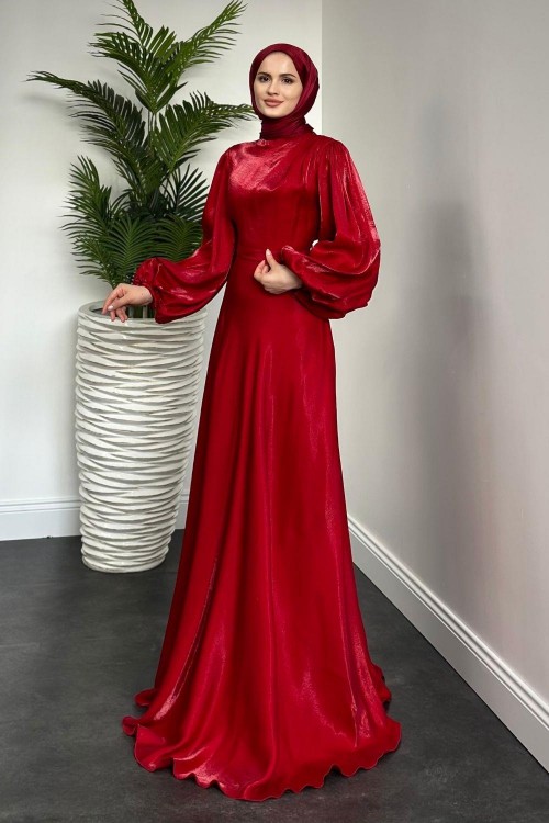 Bernelle Balon Kol Abiye Bordo