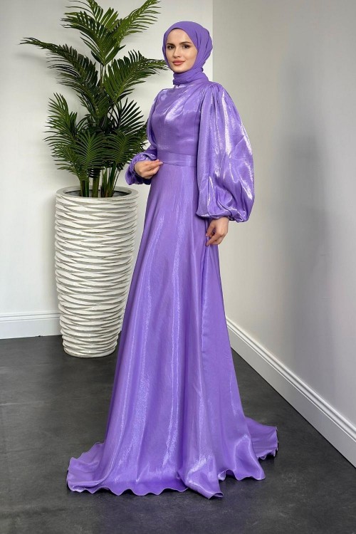 Bernelle Balon Kol Abiye Lila