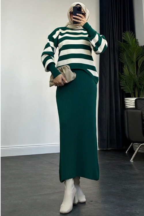 Buse Triko Elbise Zümrüt