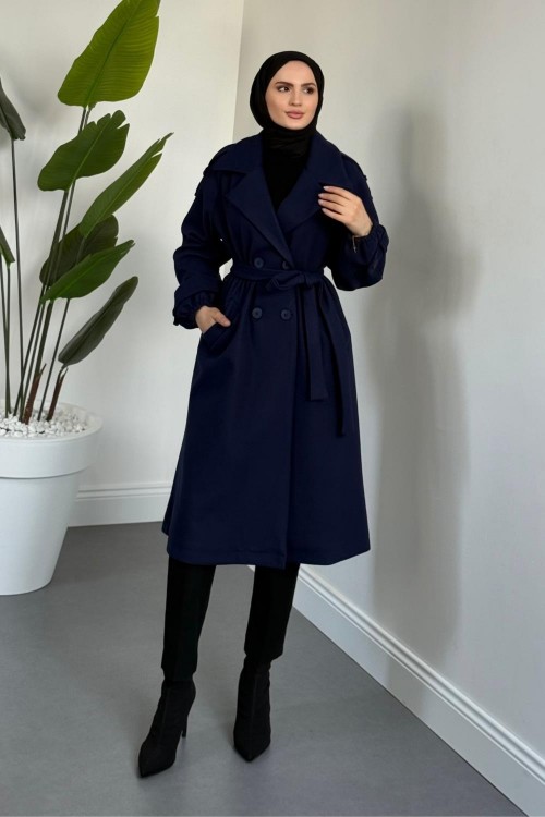 Camora Astarlı Kaşe Kaban Lacivert