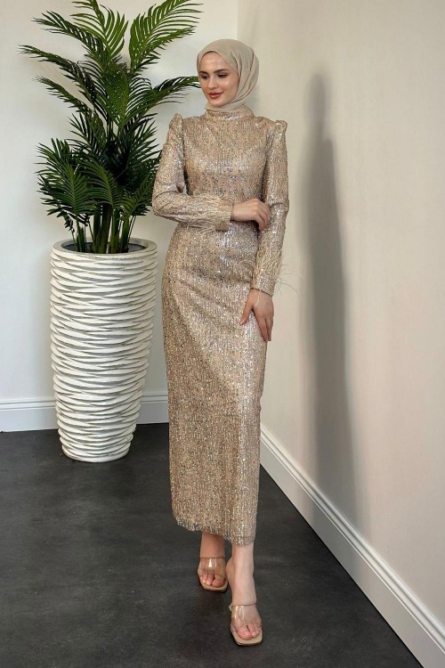 Carina Simli Kalem Abiye Gold