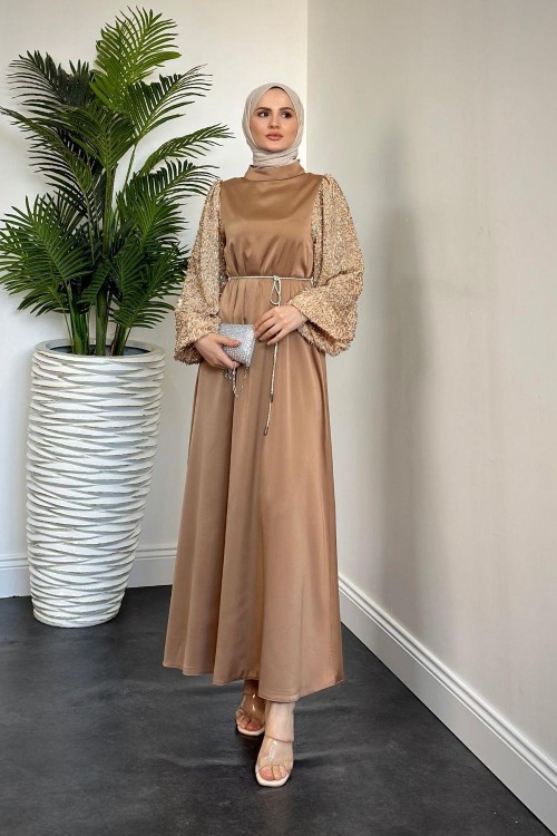 Carlotta Balon Kol Saten Abiye Vizon