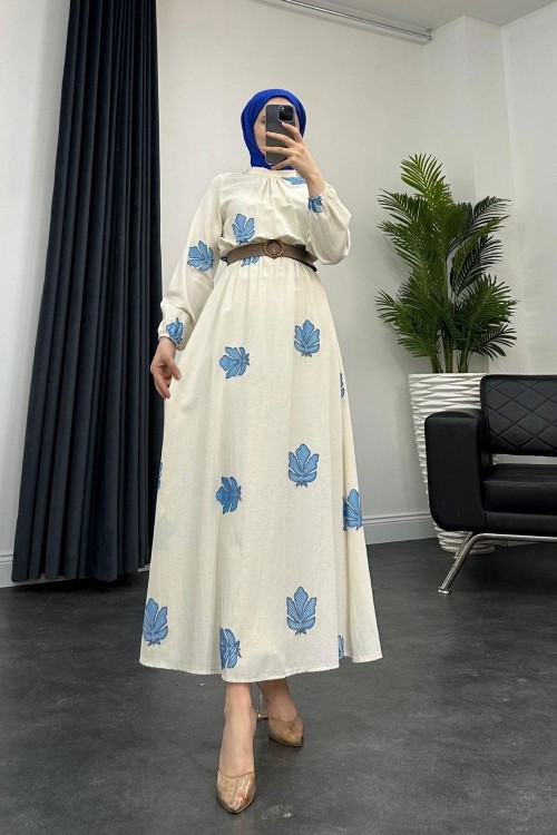 Carolie Kemerli Coton Elbise Mavi