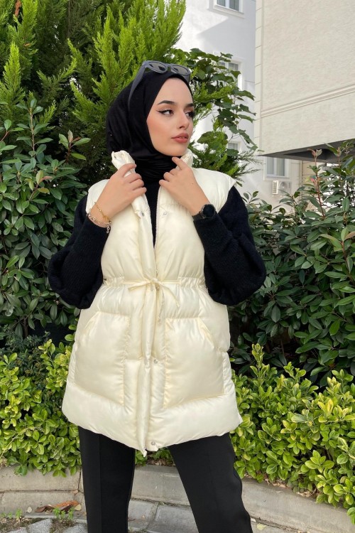 Cepli Şişme Yelek Ekru