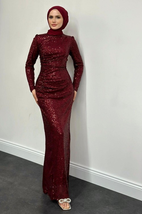 Charles Büzgülü Payet Balık Abiye Bordo