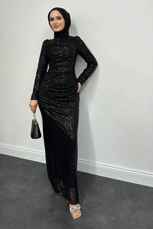 Charles Büzgülü Payet Balık Abiye Siyah