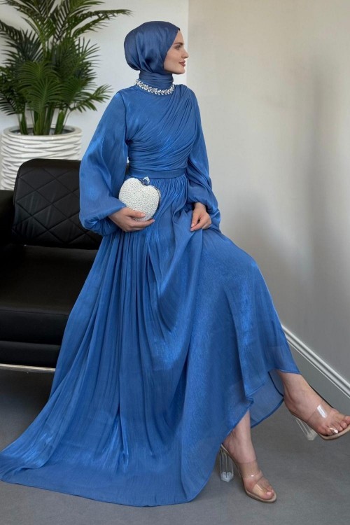 Cyrus Boynu Taşlı Mavi