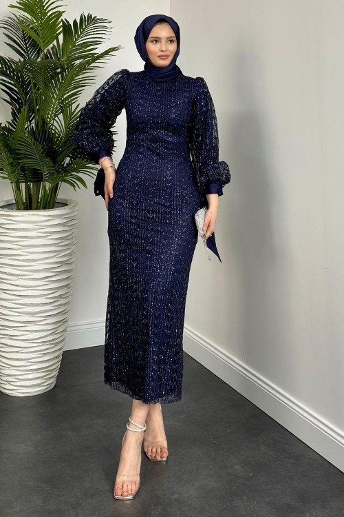 Didem Simli Kalem Abiye Lacivert