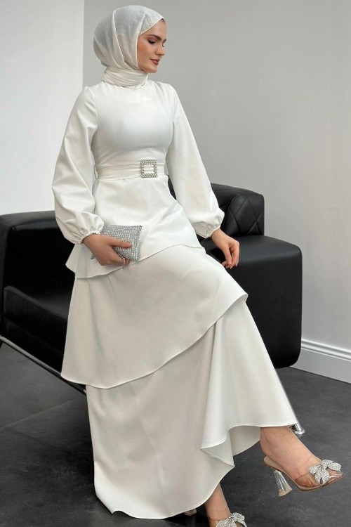 Diya Kat Kat Abiye Beyaz