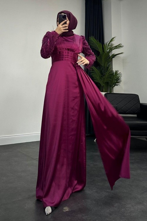 Doğa Saten Abiye Fuşya