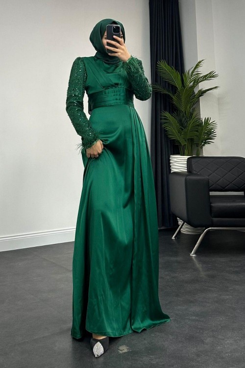 Doğa Saten Abiye Zümrüt