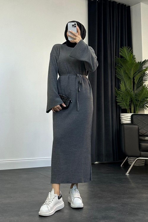 Dora Triko Elbise Füme