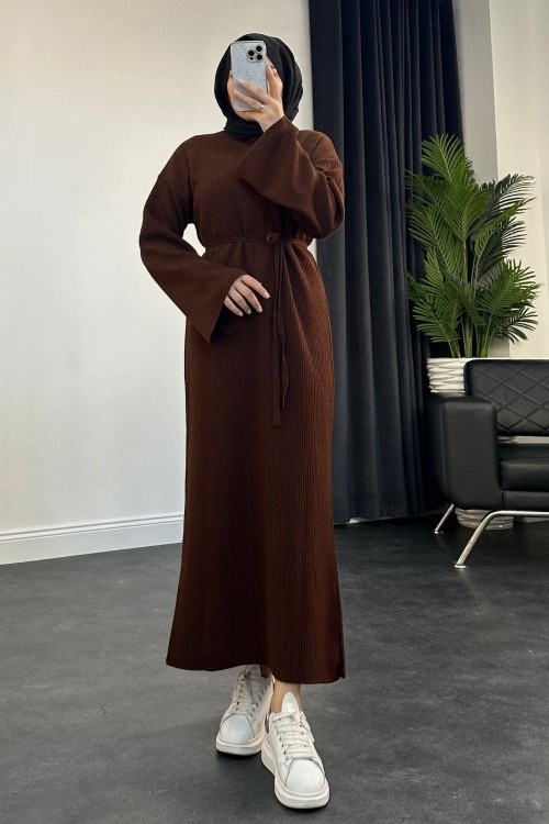 Dora Triko Elbise Kahverengi