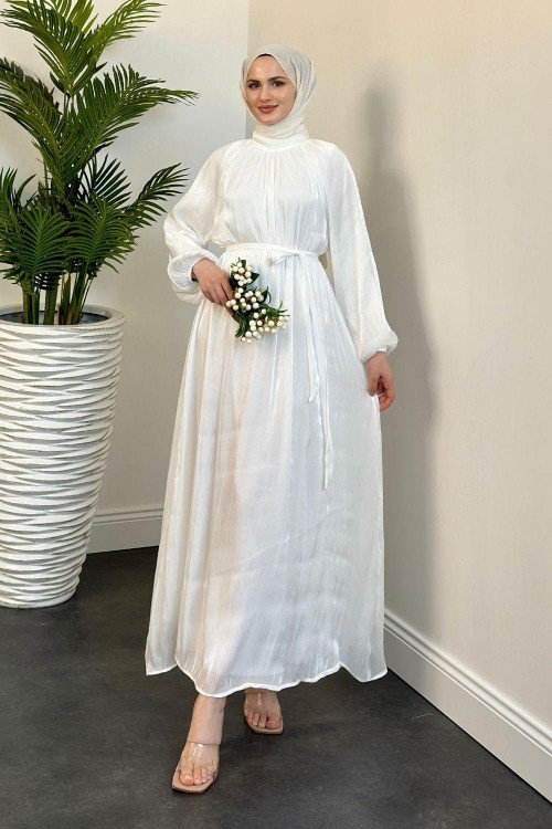 Duris Janjan Balon Kol Abiye Beyaz