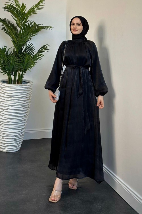 Duris Janjan Balon Kol Abiye Siyah